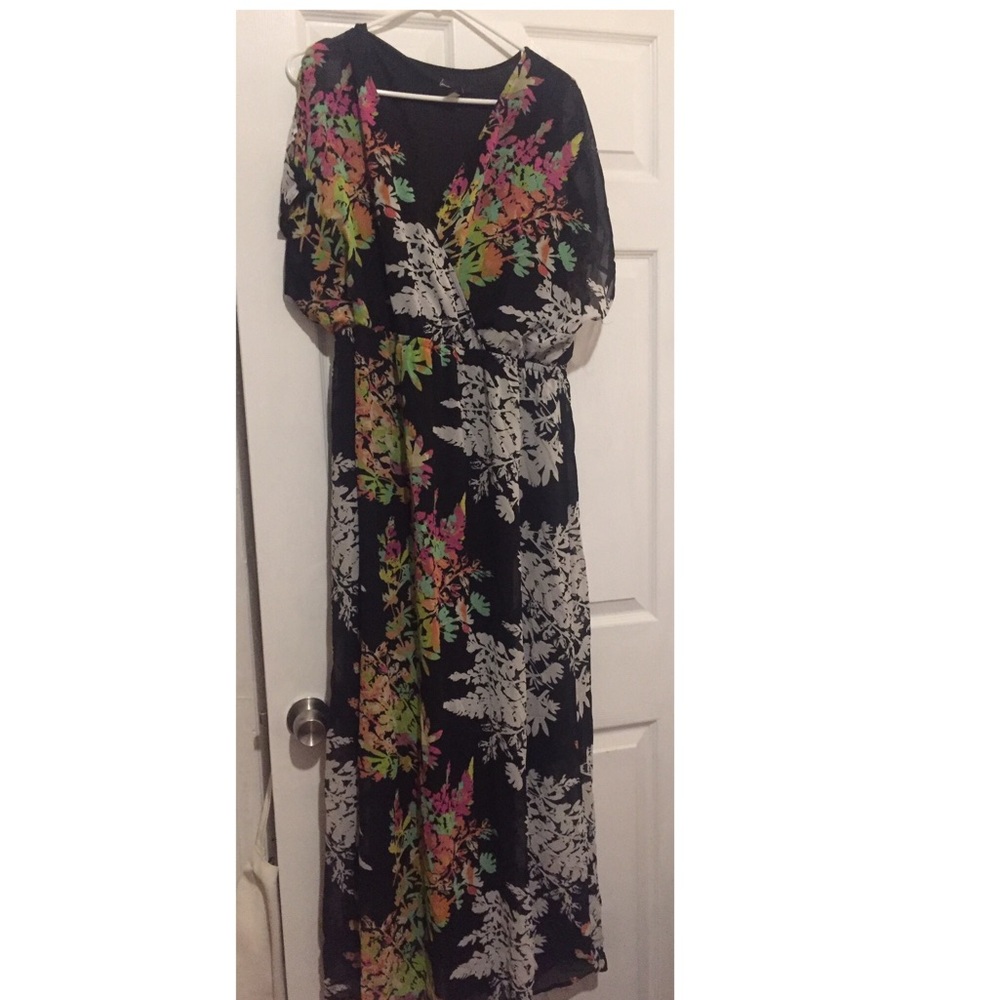 Lane Bryant tropical/ floral print maxi dress